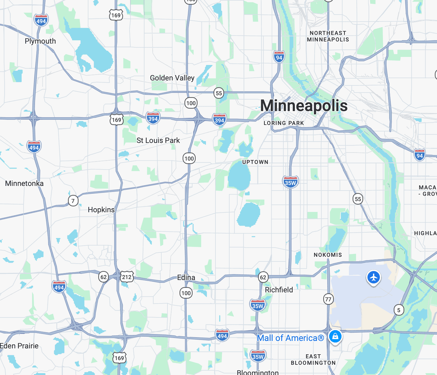 Aerial map of Rochester Minnesota neighborhood